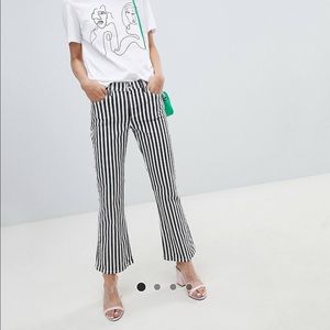 Mango Stripe Flare Jeans